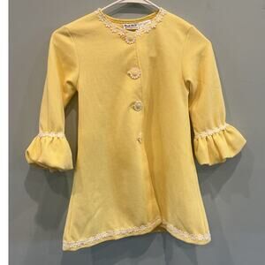 Vintage Blueberi Girls Jacket Youth 5 Yellow Daisy Floral Spring Summer Easter